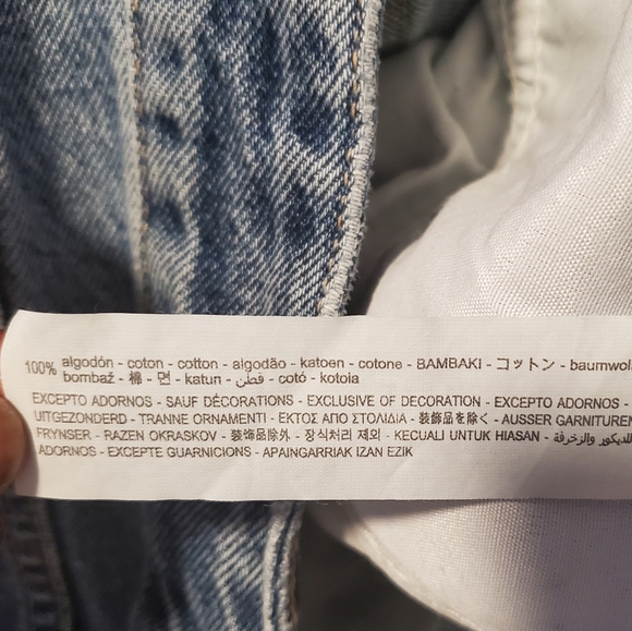 Zara Low Rise Crop Flare Plaid Raw Hem Rigid Jeans Size 8 - Picture 10 of 11